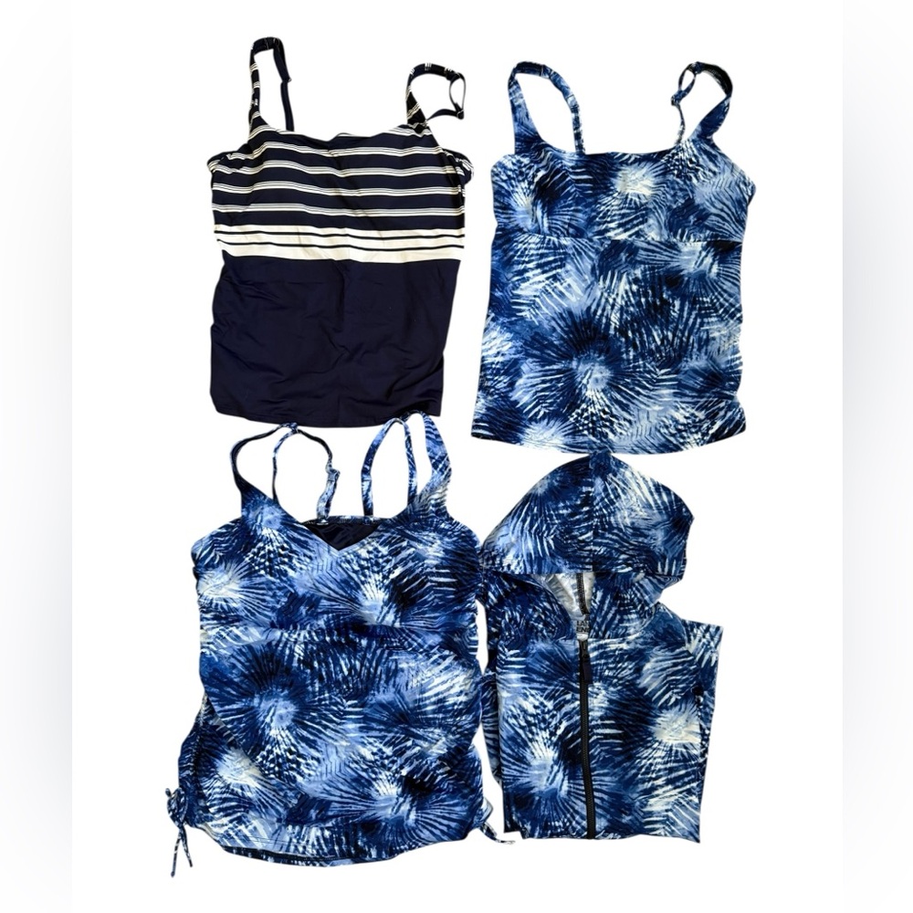 Swim Bundle LANDS END Size 10 Swim Tops and Coverup SPF Four Item Bundle Blue